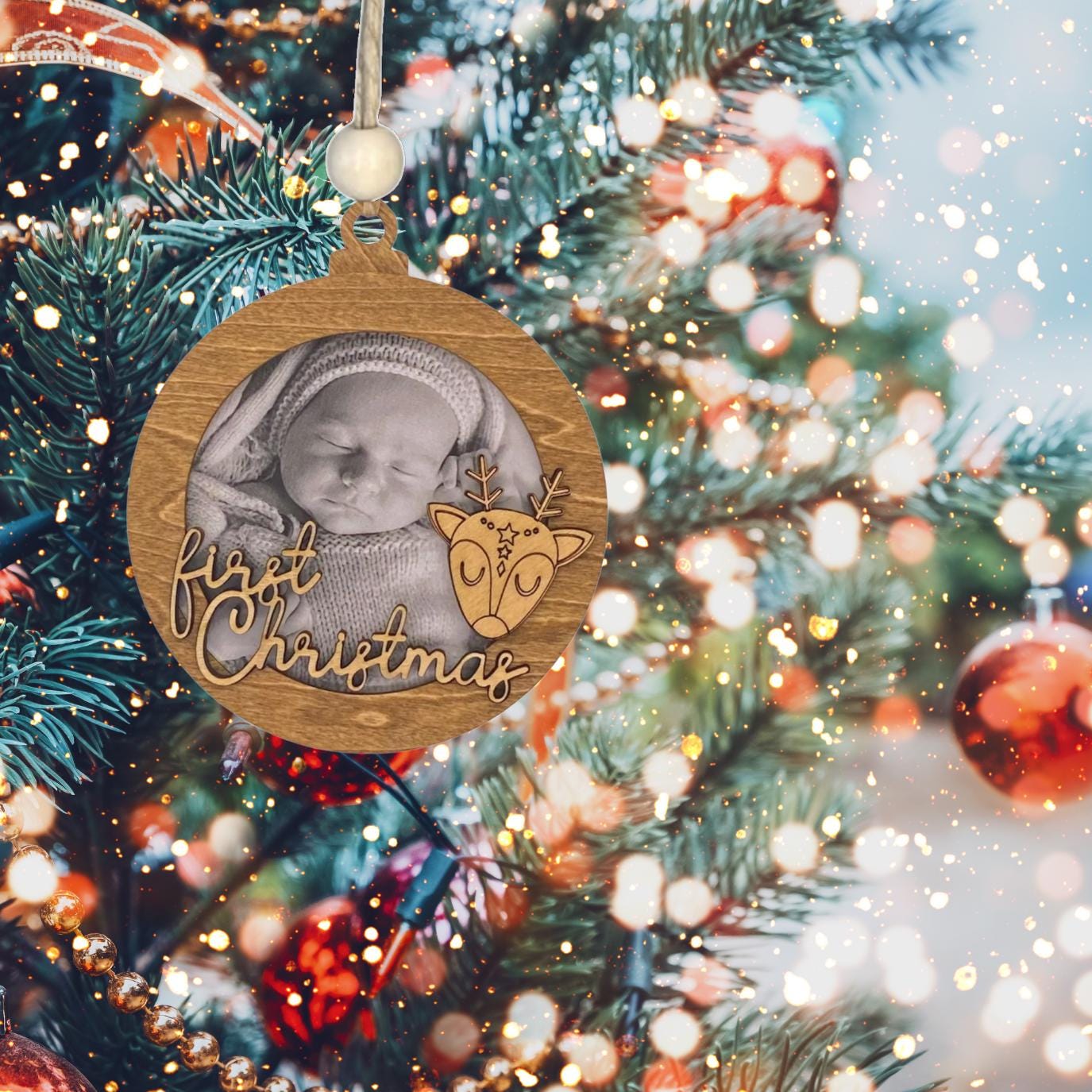 Hand painted First Christmas Photo Ornaments| Family Gift | Christmas Ornaments | Handmade Christmas Gifts | Custom