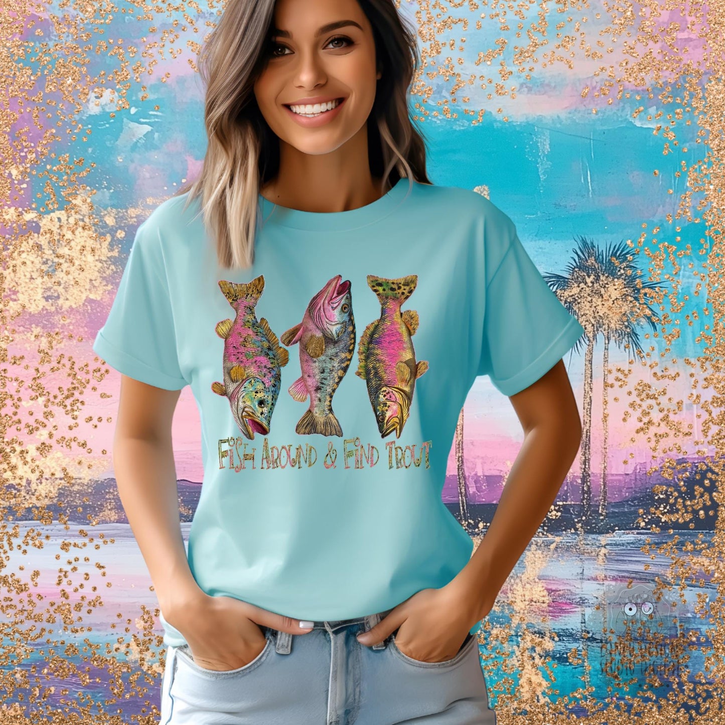 Fish Around & Find Trout Vibrant Trout Fish Art |Digital PNG Design |300 DPI Sublimation and DTF Printable Digital Download|