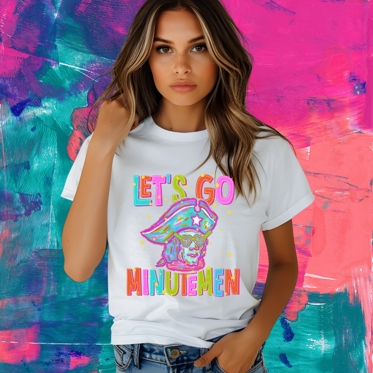 NEON LET'S GO MINUTE MEN| MASCOT TEE | SCHOOL SPIRIT | GAME DAY