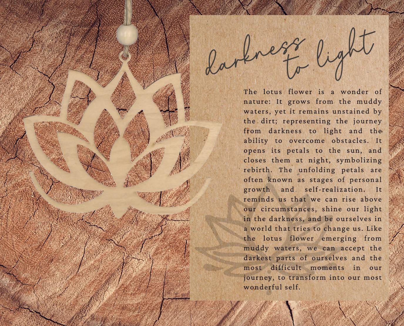 Lotus Story Ornament| Darkness to Light| Inspirational Keepsake| Motivational Gift| Unique Holiday Decoration| Car Charm