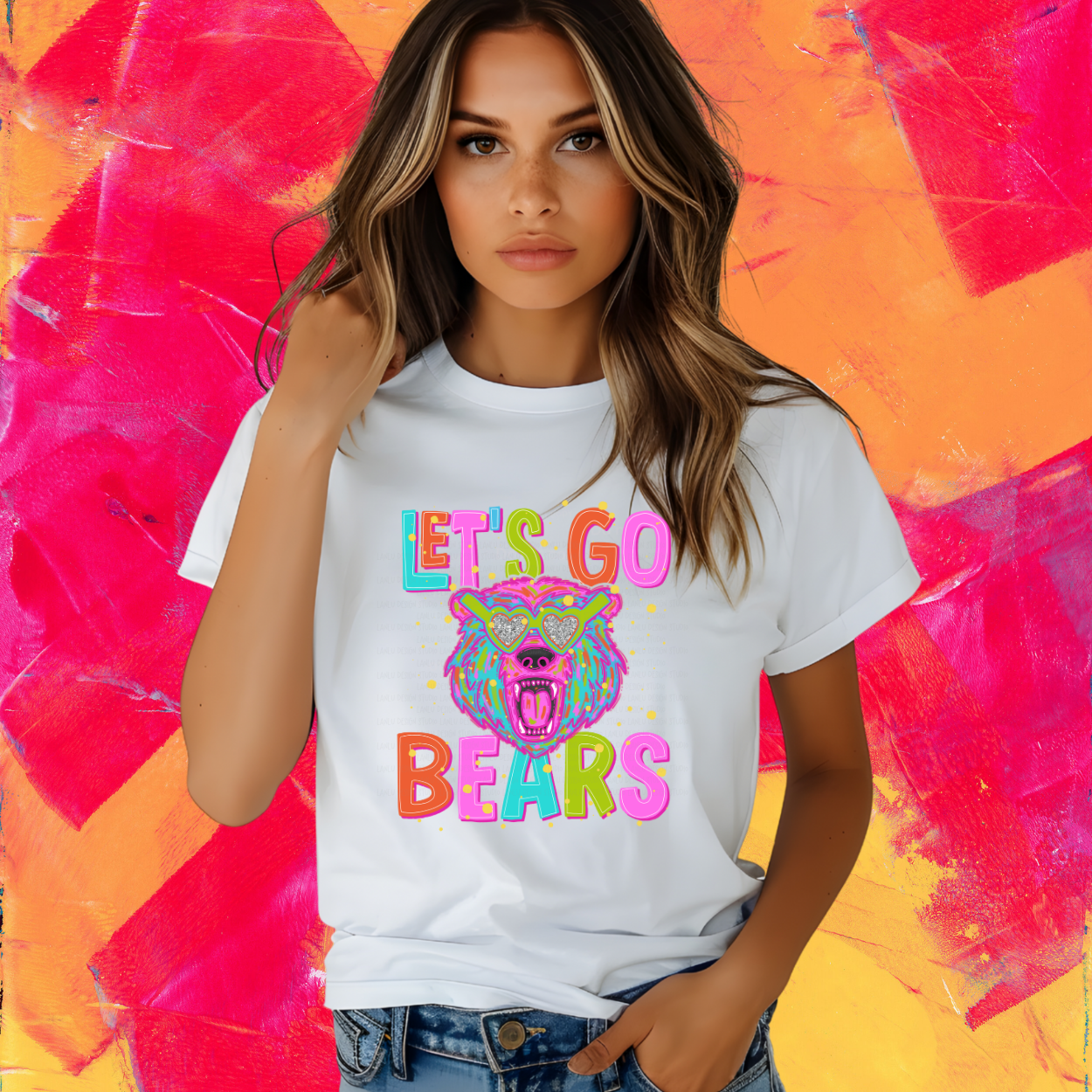 NEON LET'S GO BEARS | MASCOT TEE | SCHOOL SPIRIT | GAME DAY