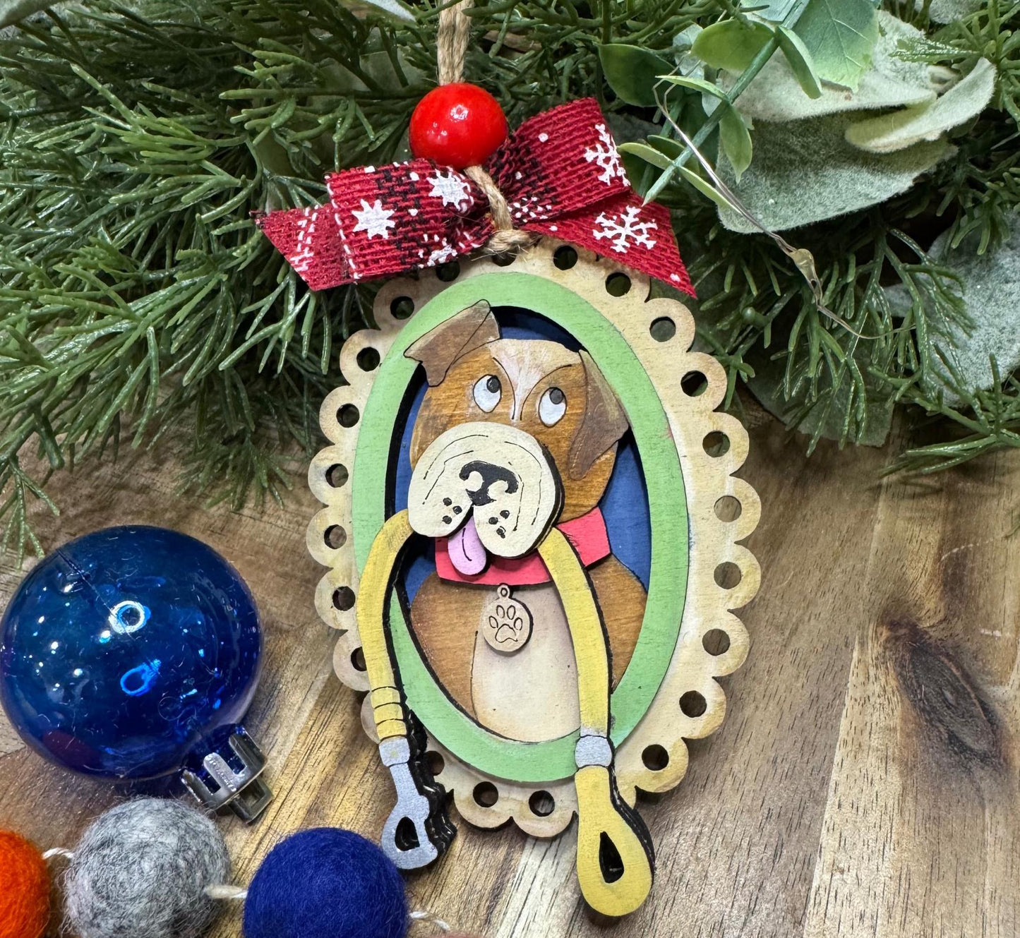 Hand painted Dog Leah Ornament Christmas Ornament | Family Gift | Christmas Ornaments | Handmade Christmas Gifts | Custom