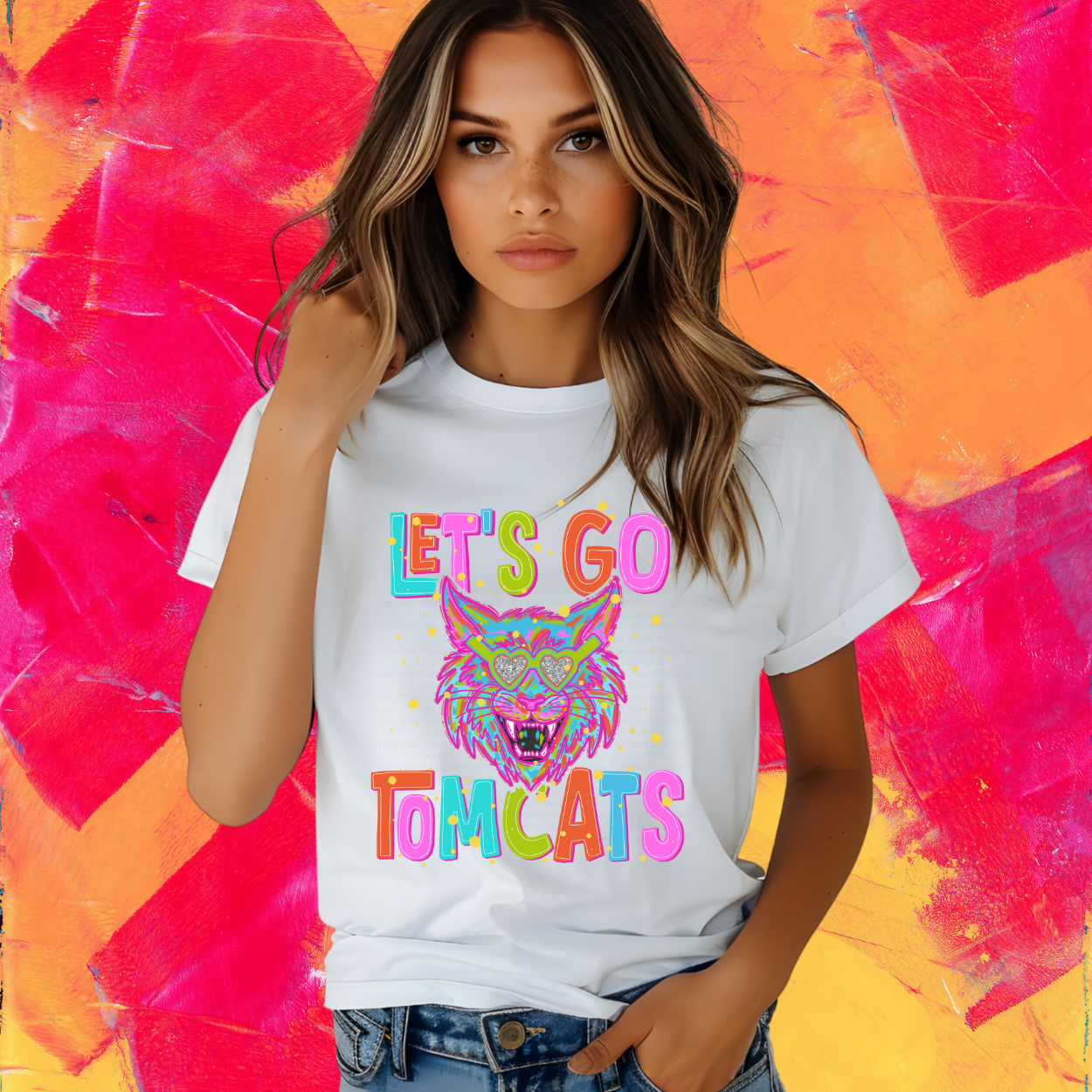 NEON LET'S GO TOMCATS| MASCOT TEE | SCHOOL SPIRIT | GAME DAY