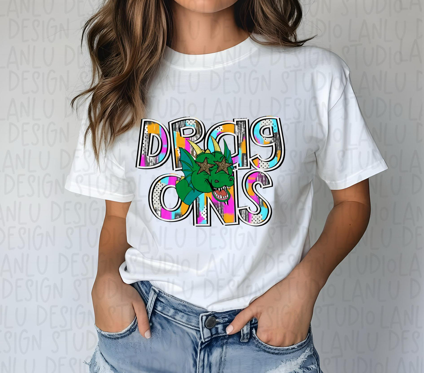 Preppy Paint Stroke Star Eyes Mascot PNG |Dragons