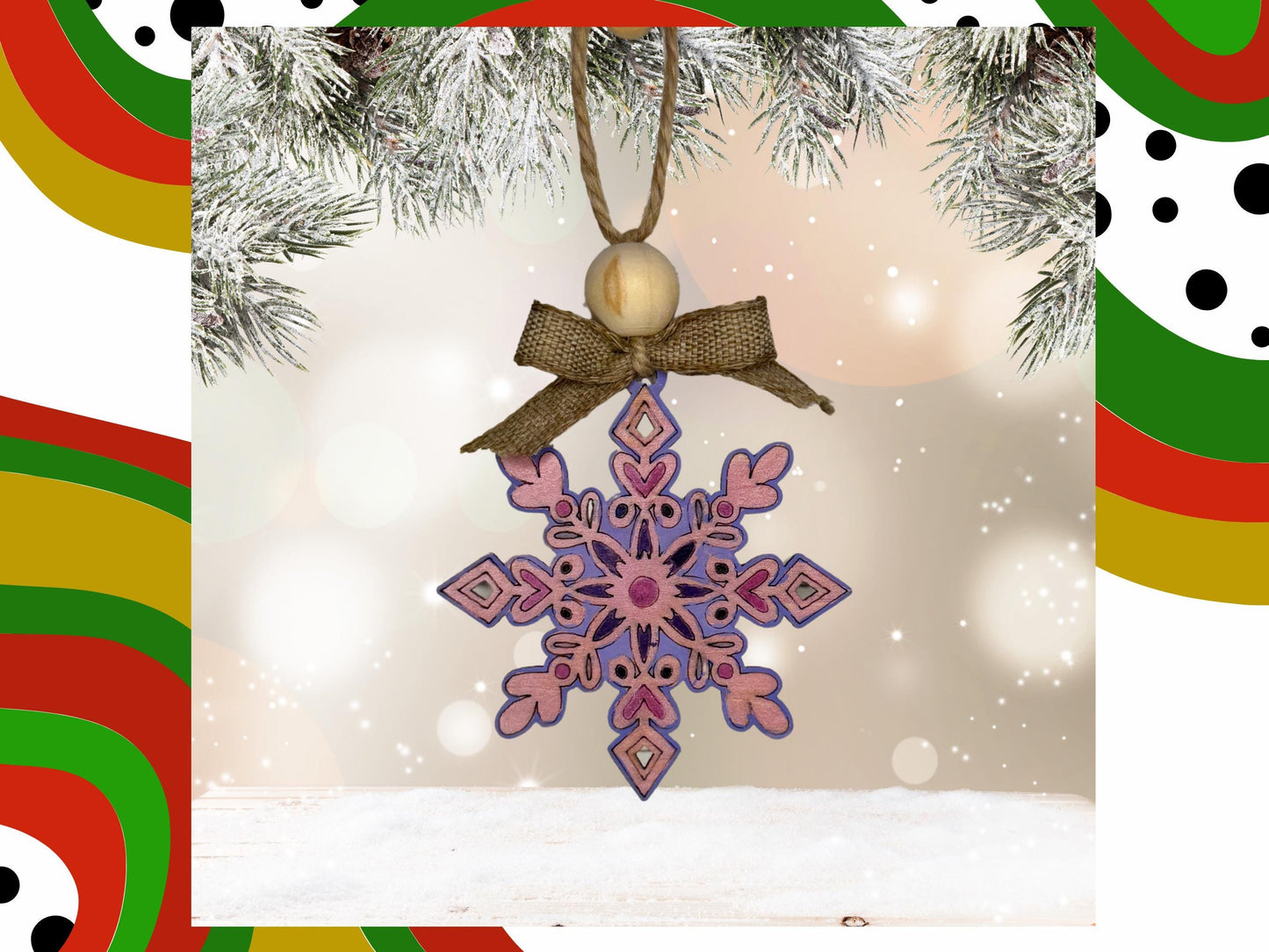 Hand painted Bohemian hand drawn snowflake Christmas ornament | Christmas Ornaments | Handmade Christmas Gifts | Custom