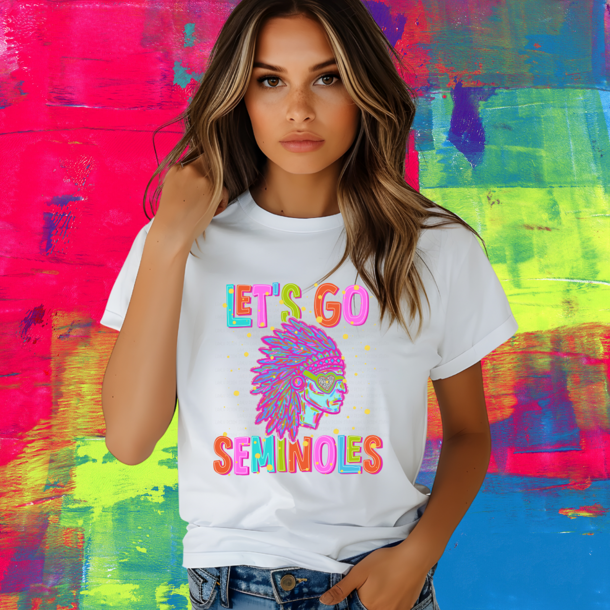 NEON LET'S GO SEMINOLES| MASCOT TEE | SCHOOL SPIRIT | GAME DAY