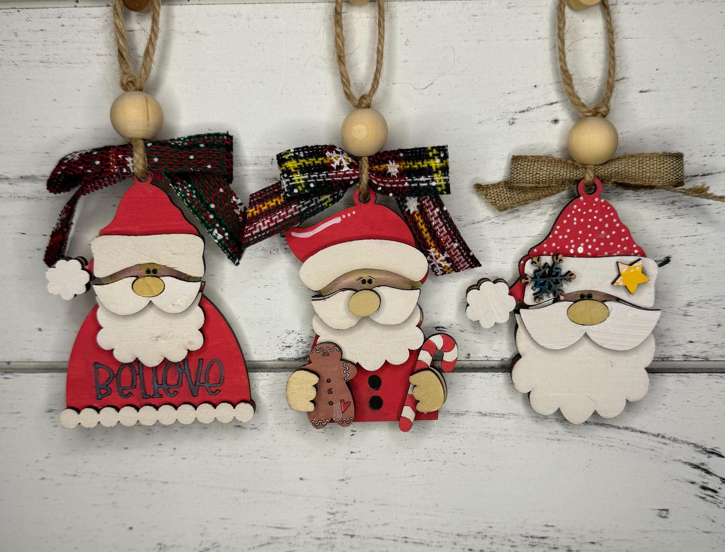 Hand painted Santa Layered Christmas Ornaments| Family Gift | Christmas Ornaments | Handmade Christmas Gifts | Custom