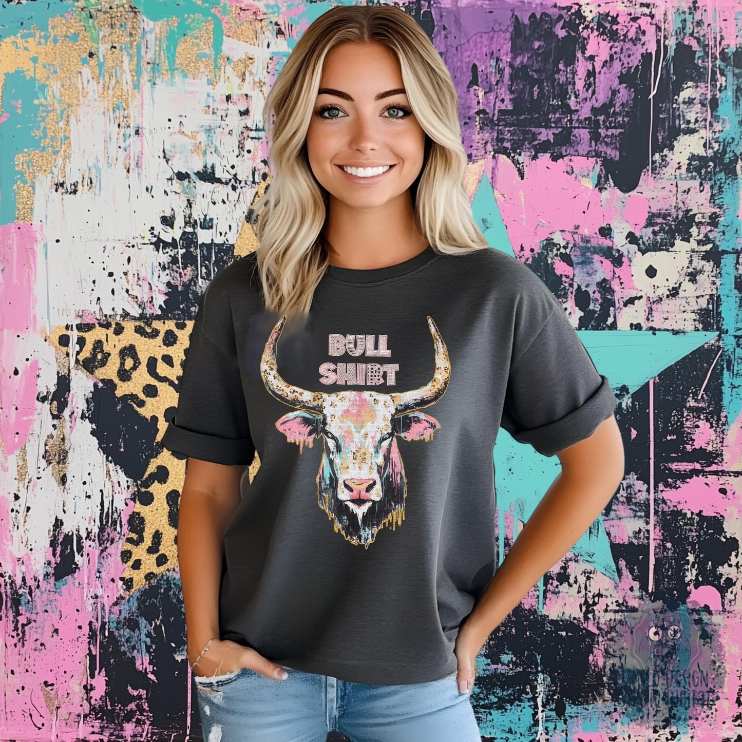 Bull Shirt PNG Digital Art File | Rustic Watercolor Bull Head |Printable Graphic Design|300 DPI Sublimation& DTF Printable Digital Download|