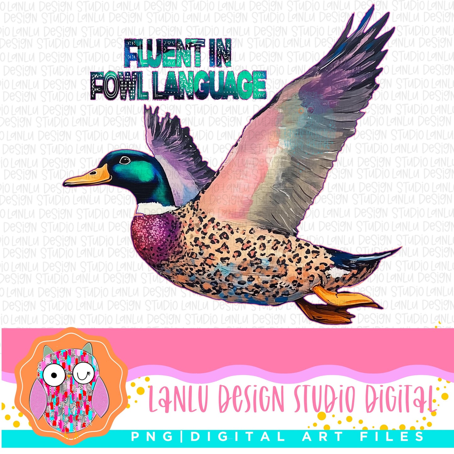 Vibrant Duck Design Fluent in Fowl Language Digital Art Print |300 DPI Sublimation& DTF Printable Digital Download|