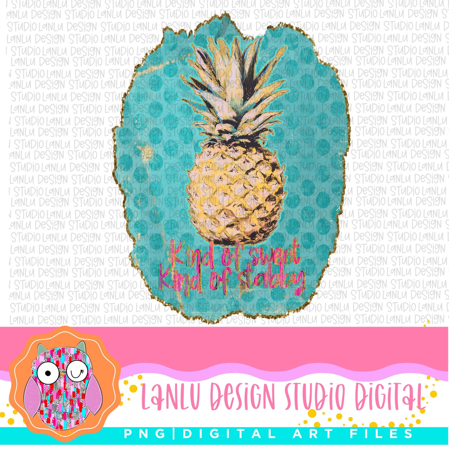 Kind of Sweet Kind of Stabby Pineapple PNG|Trendy Digital Art | Retro Aesthetic Graphic| Sublimation& DTF Printable Digital Download|