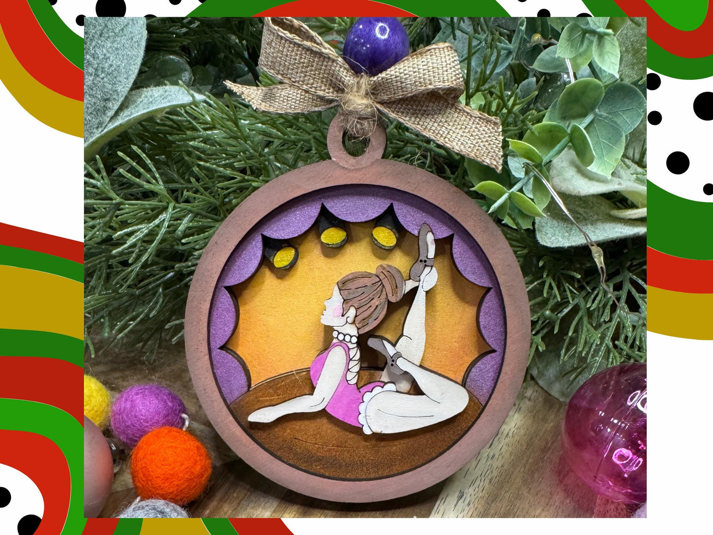 Hand painted Dance Ballet Gymnast Layered Christmas Ornaments| Family Gift | Christmas Ornaments | Handmade Christmas Gifts | Custom
