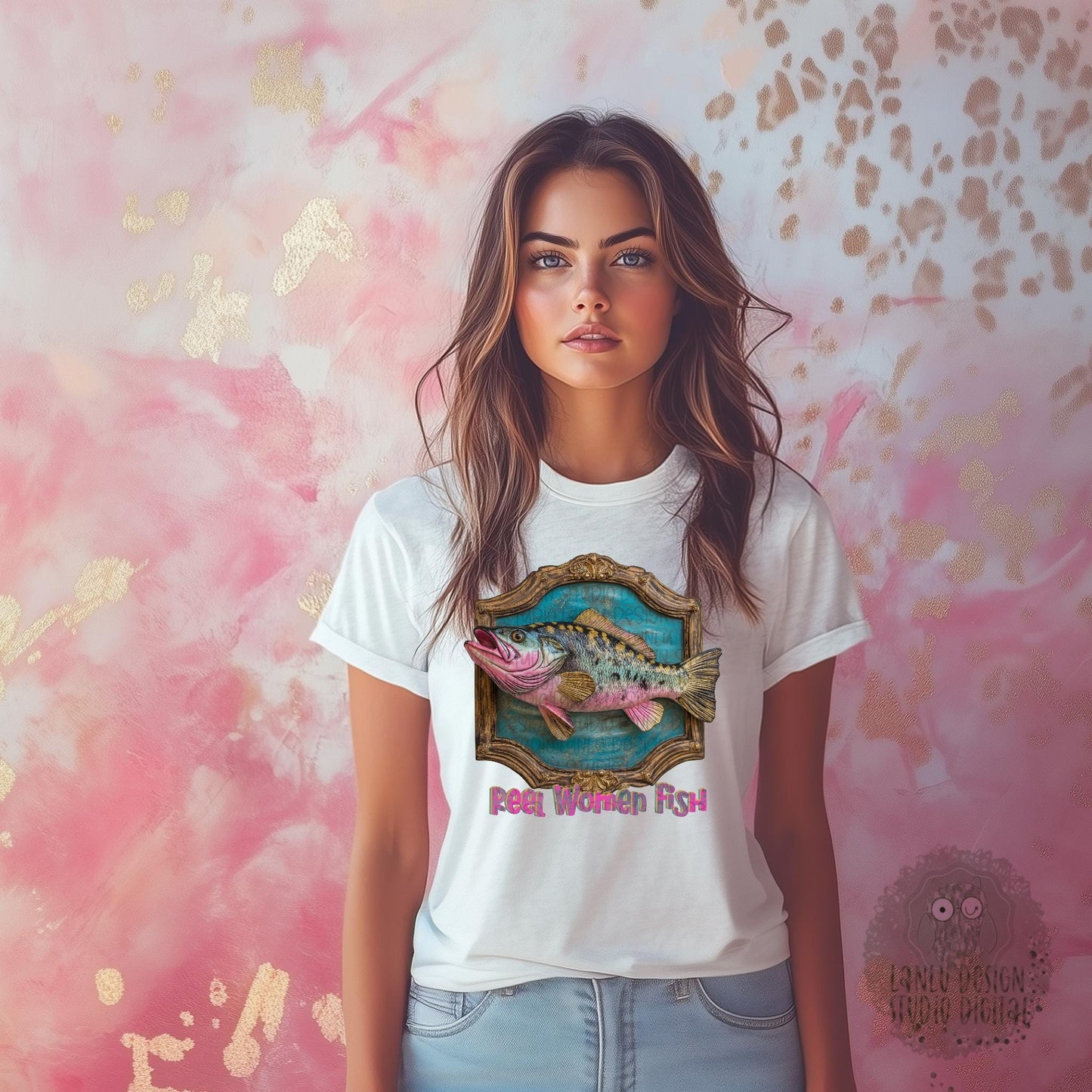 Reel Women Fish Fish Trophy Art PNG Digital File - 300 DPI Sublimation& DTF Printable Digital Download|