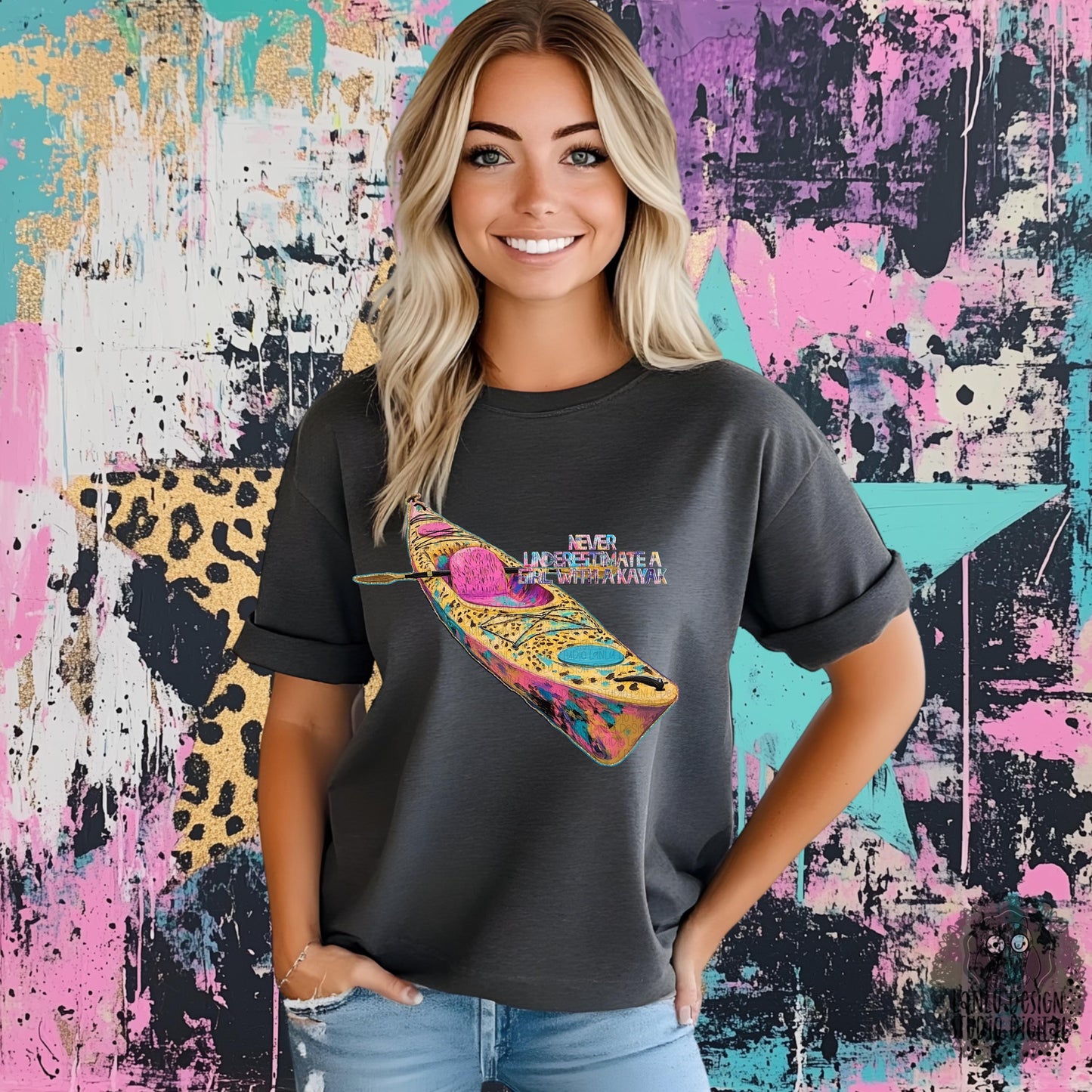 Never Underestimate a Girl with a Kayak|Vibrant Kayak Art| |300 DPI Sublimation& DTF Printable Digital Download|