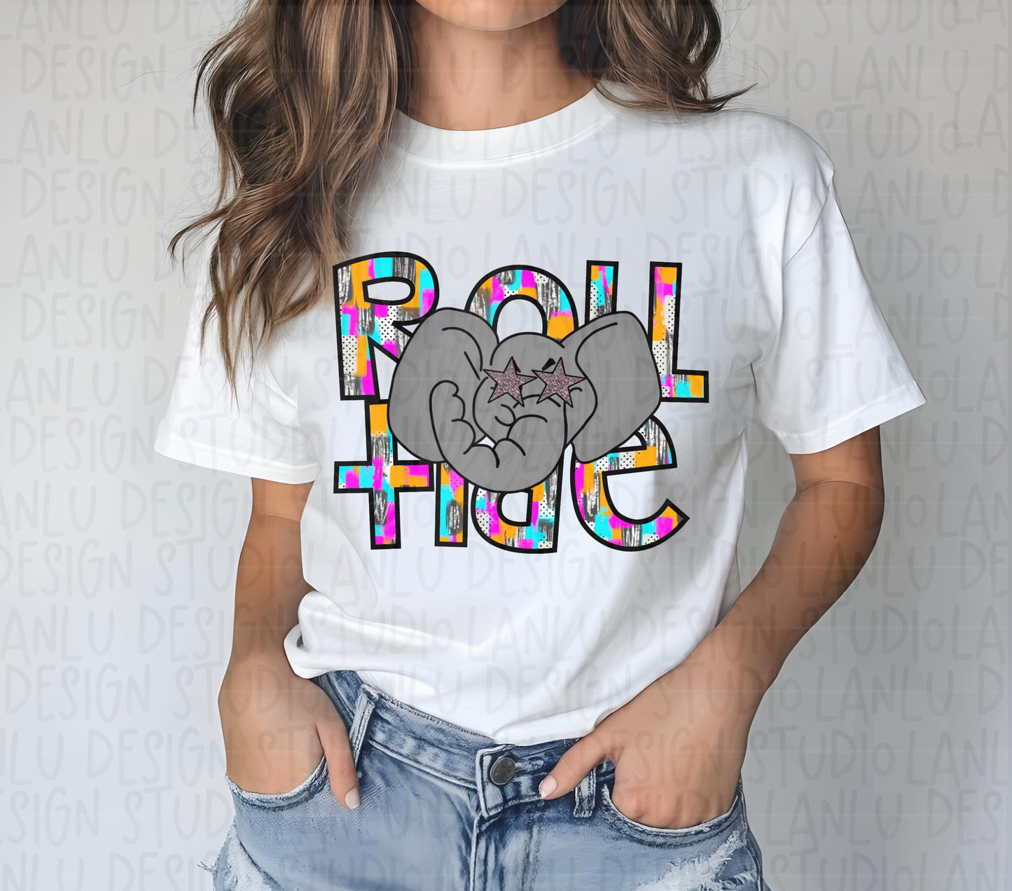 Preppy Paint Stroke Star Eyes Mascot PNG |Rolltide