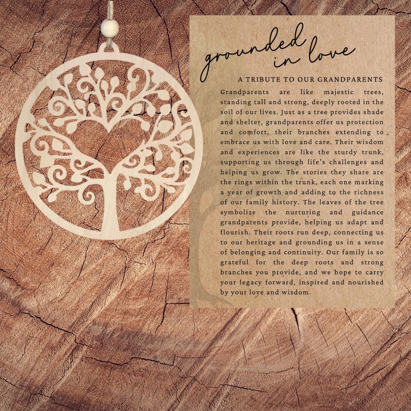 Grandparent Story Ornament| Grounded in Love| Inspirational Keepsake| Motivational Gift| Unique Holiday Decoration| Car Charm