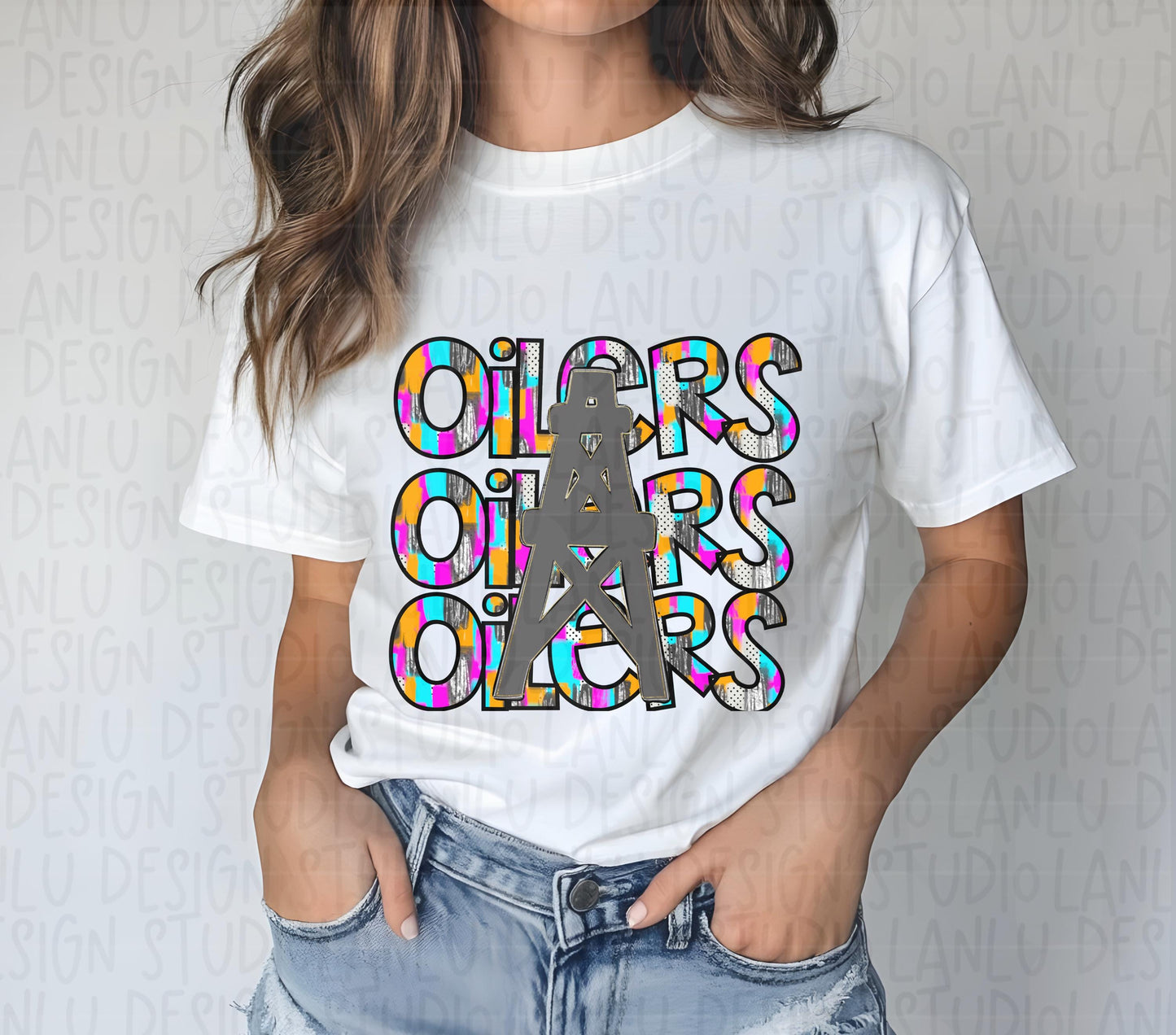 Preppy Paint Stroke Star Eyes Mascot PNG | Oilers
