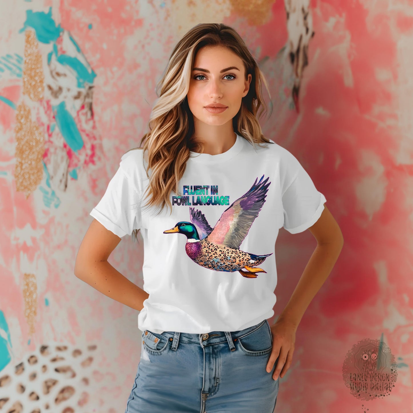 Vibrant Duck Design Fluent in Fowl Language Digital Art Print |300 DPI Sublimation& DTF Printable Digital Download|