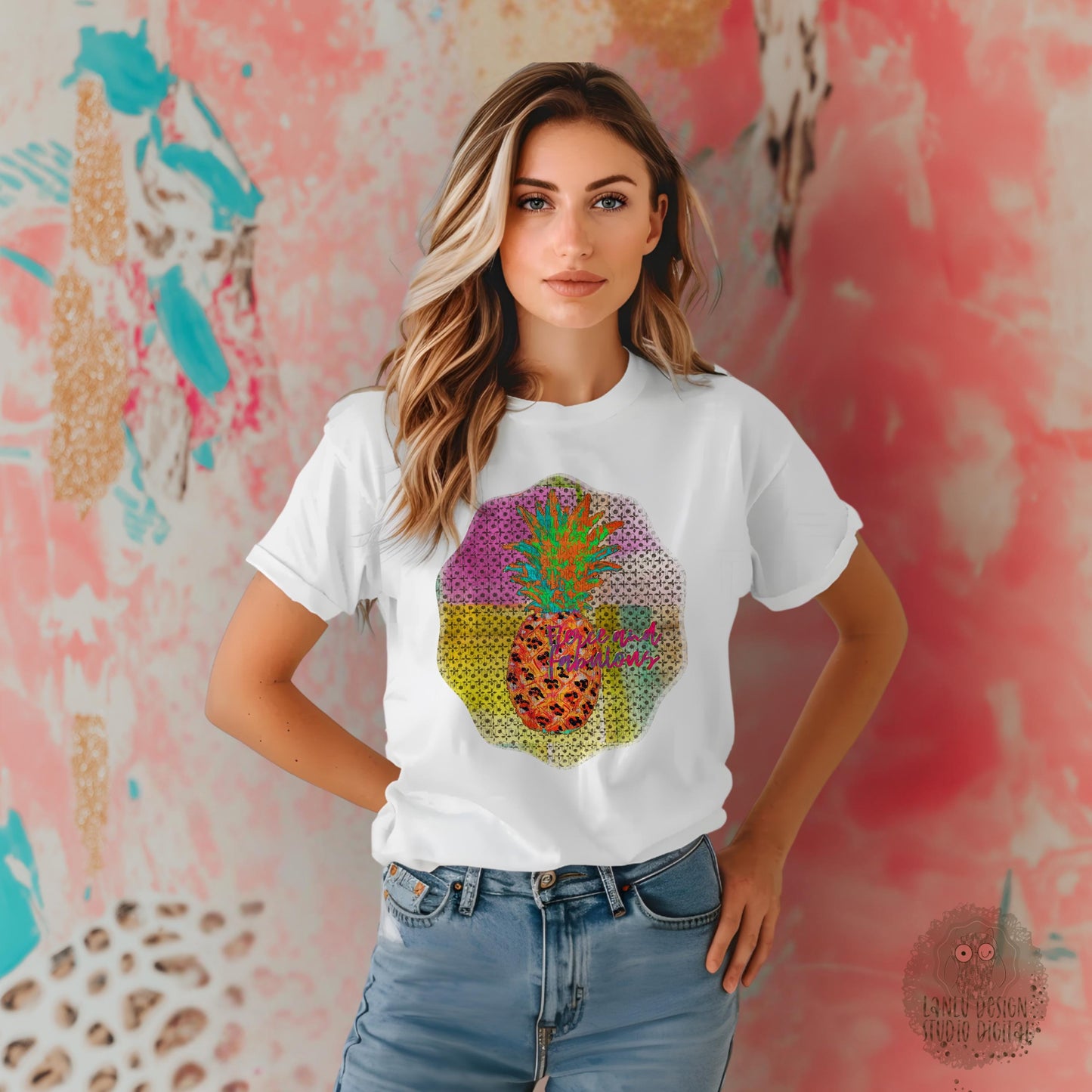 Bold Fierce and Fabulous Vibrant Tropical Pineapple PNG Digital Design | 300 DPI Sublimation& DTF Printable Digital Download|