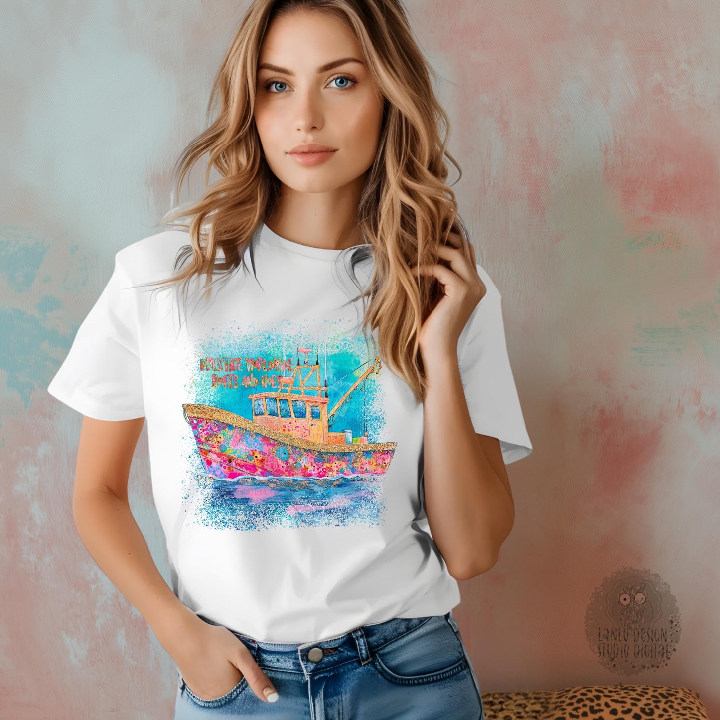 Vibrant Prestige Worldwide Boats and Hoes Shrimp Boat Art PNG Digital File