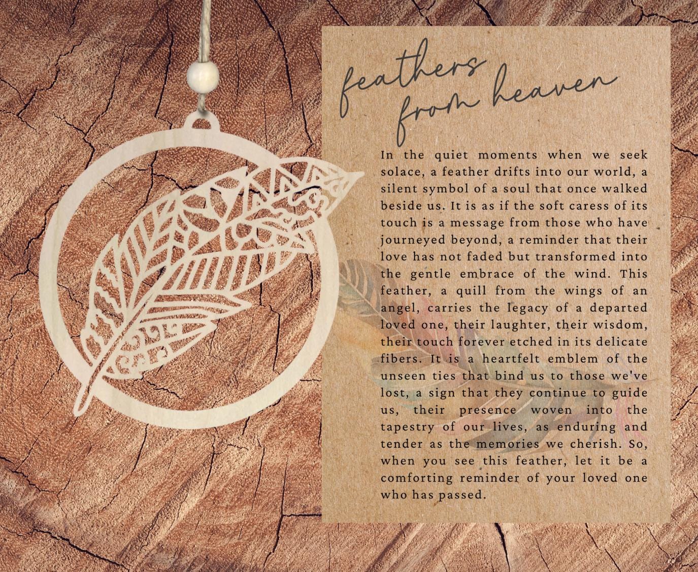 Handcrafted Feather Story Ornament| Unique Holiday Decoration| Car Charm| Inspirational Keepsake| Message Card| Heartfelt Gift