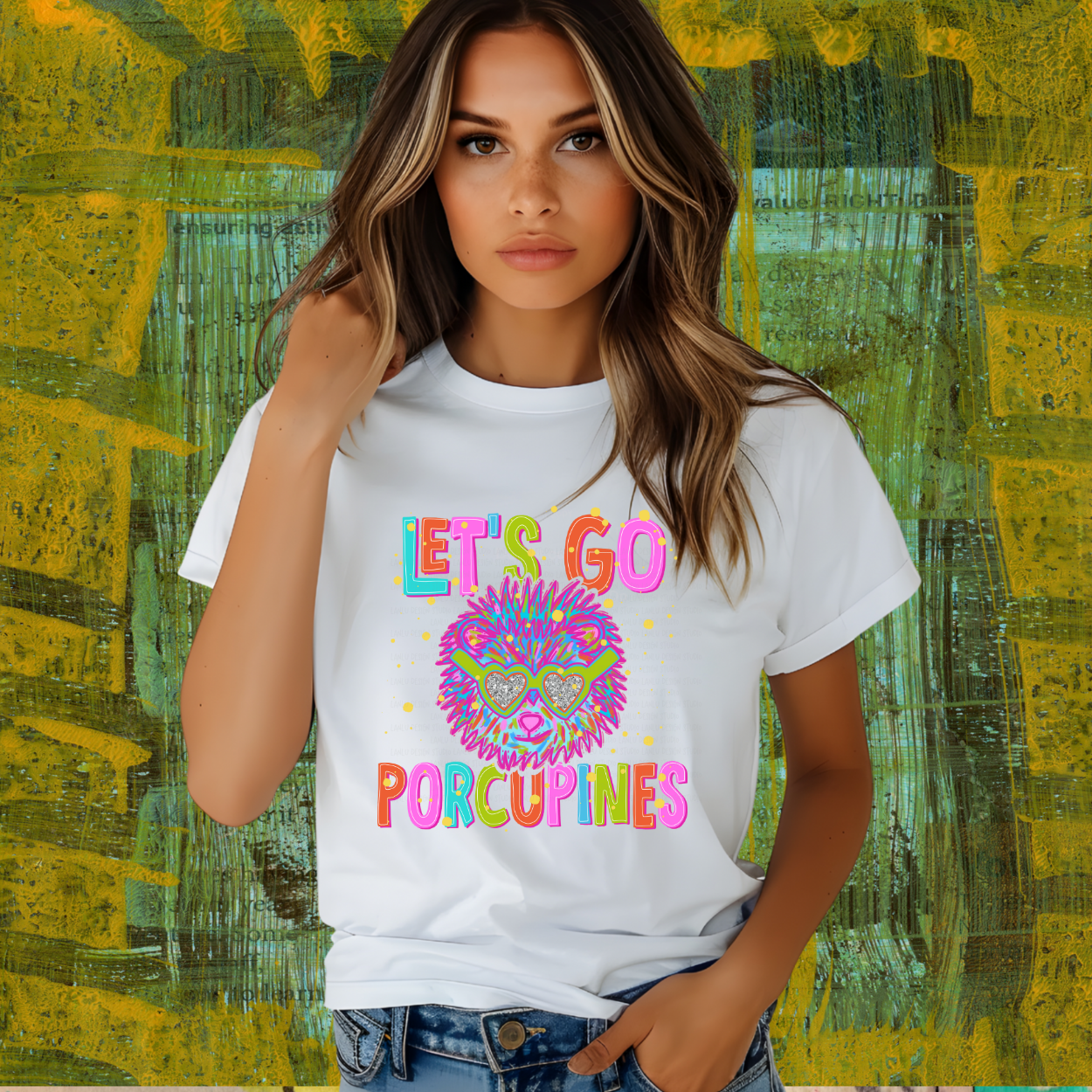 NEON LET'S GO PORCUPINES | MASCOT TEE | SCHOOL SPIRIT | GAME DAY