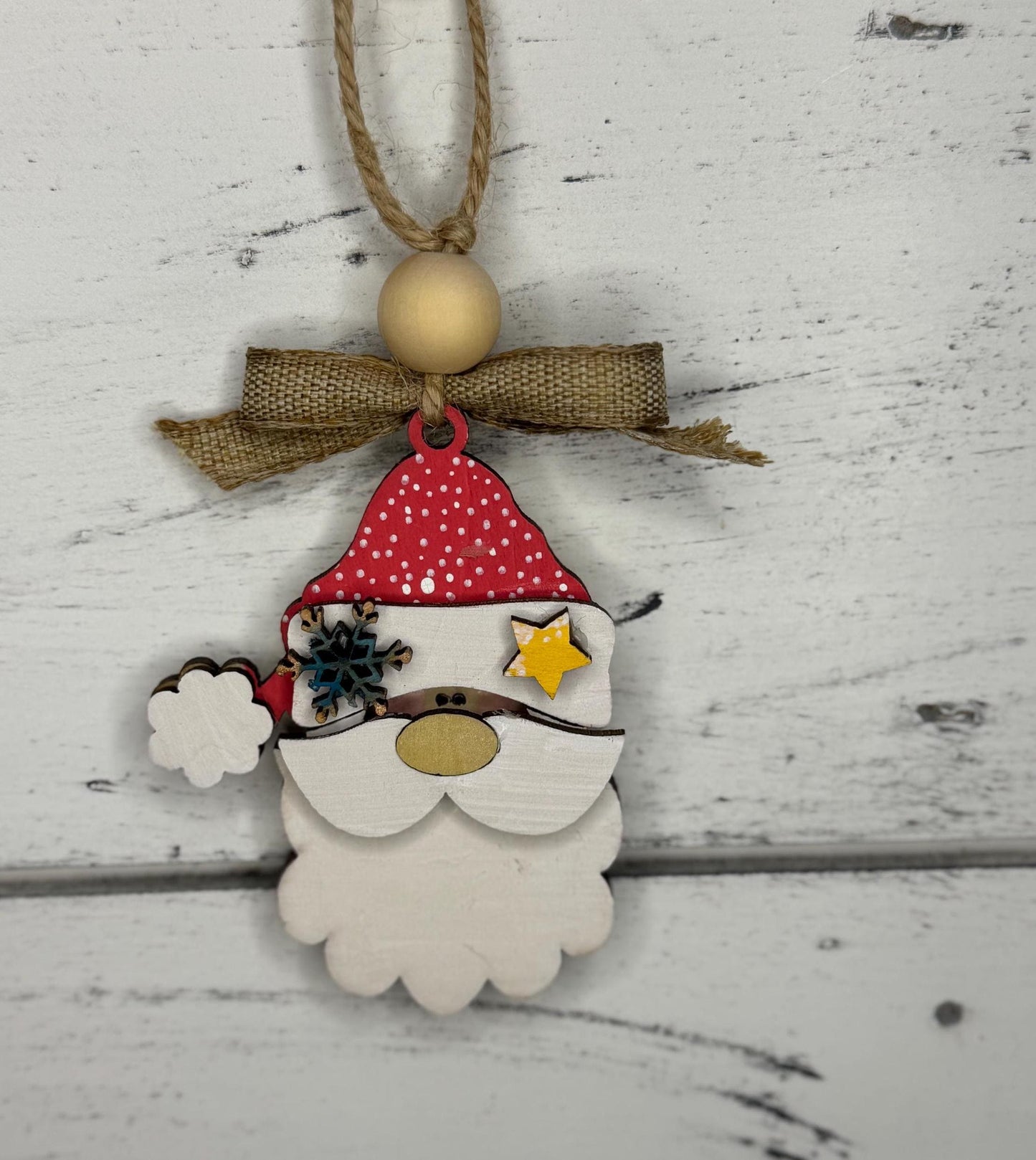 Hand painted Santa Layered Christmas Ornaments| Family Gift | Christmas Ornaments | Handmade Christmas Gifts | Custom