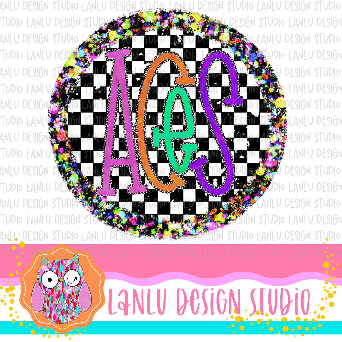 Preppy Brights Checkered Mascot PNG |Aces