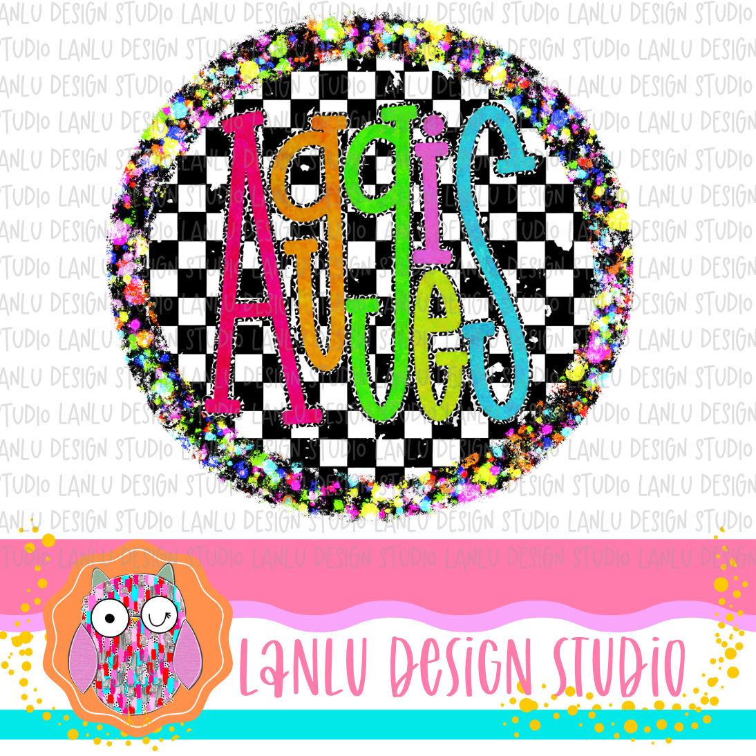Preppy Brights Checkered Mascot PNG |Aggies I