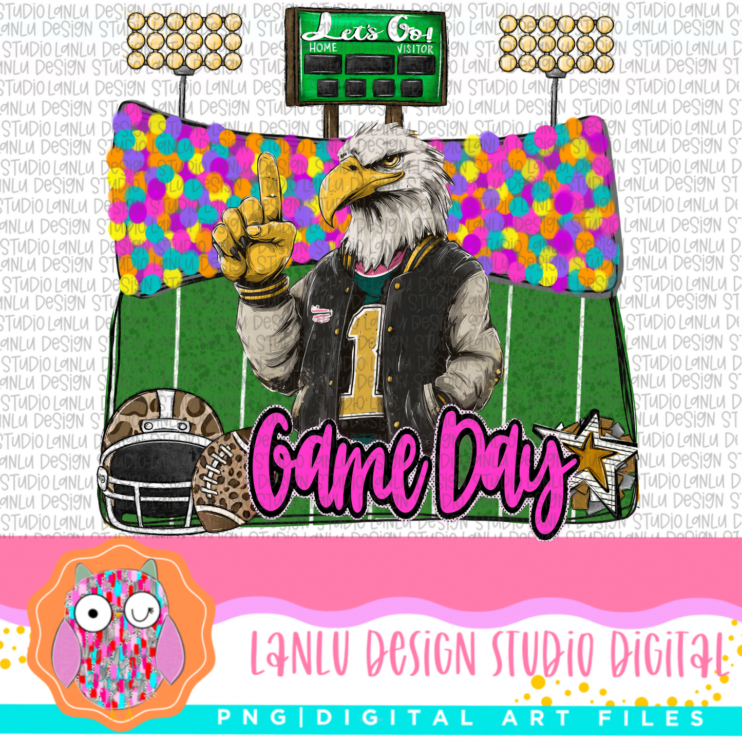 Game Day Preppy Touchdowns Stadium Mascot PNG