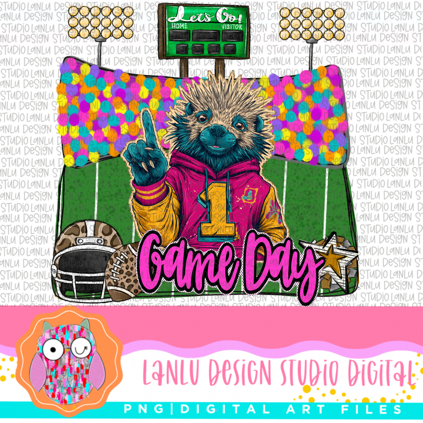 Game Day Preppy Touchdowns Stadium Mascot PNG