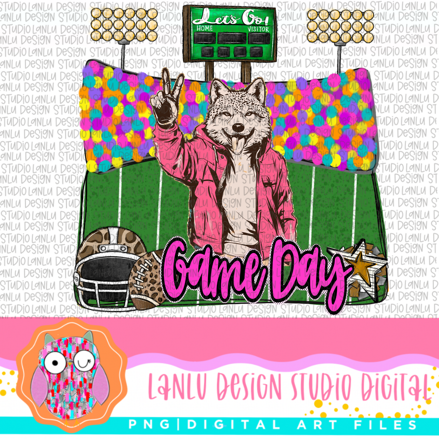 Game Day Preppy Touchdowns Stadium Mascot PNG