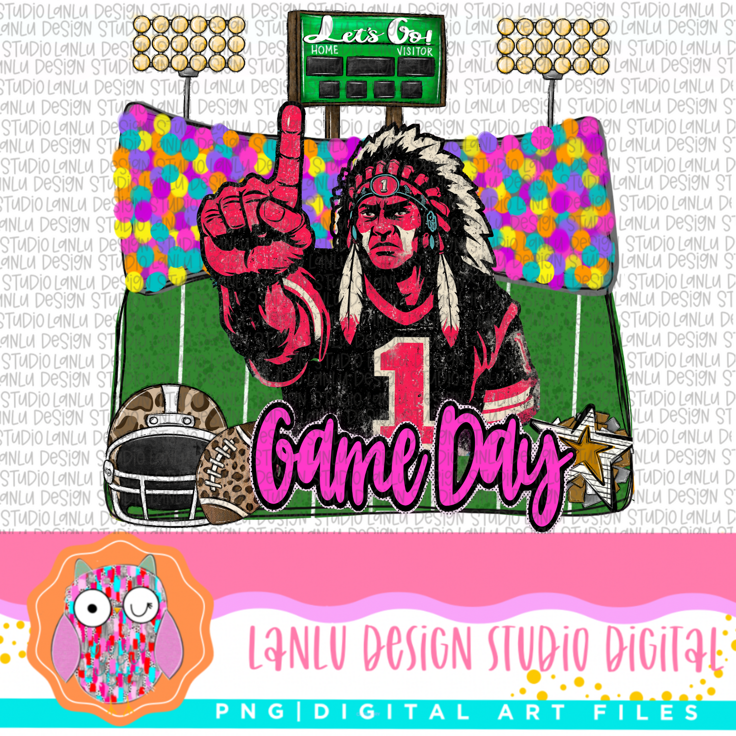 Game Day Preppy Touchdowns Stadium Mascot PNG