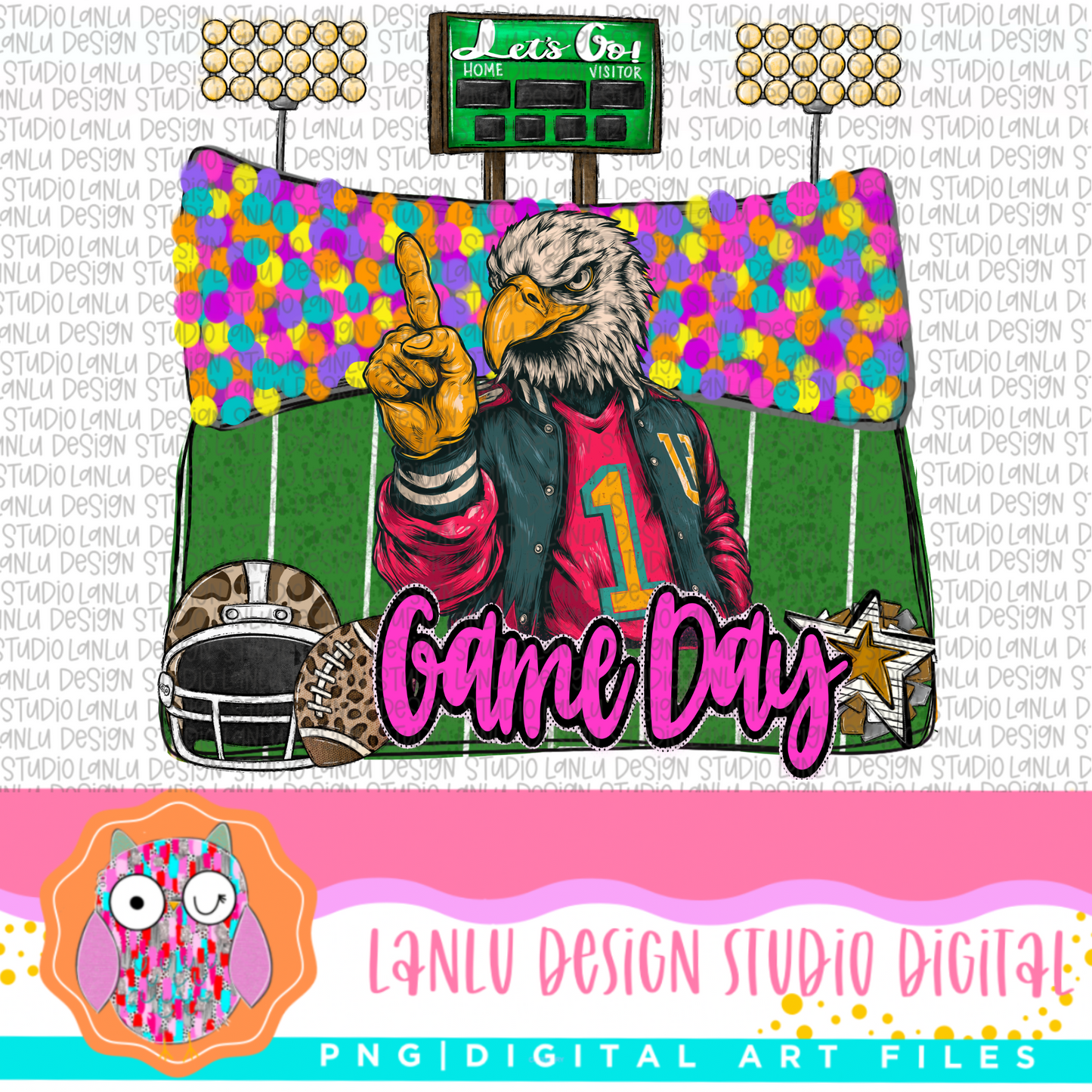 Game Day Preppy Touchdowns Stadium Mascot PNG