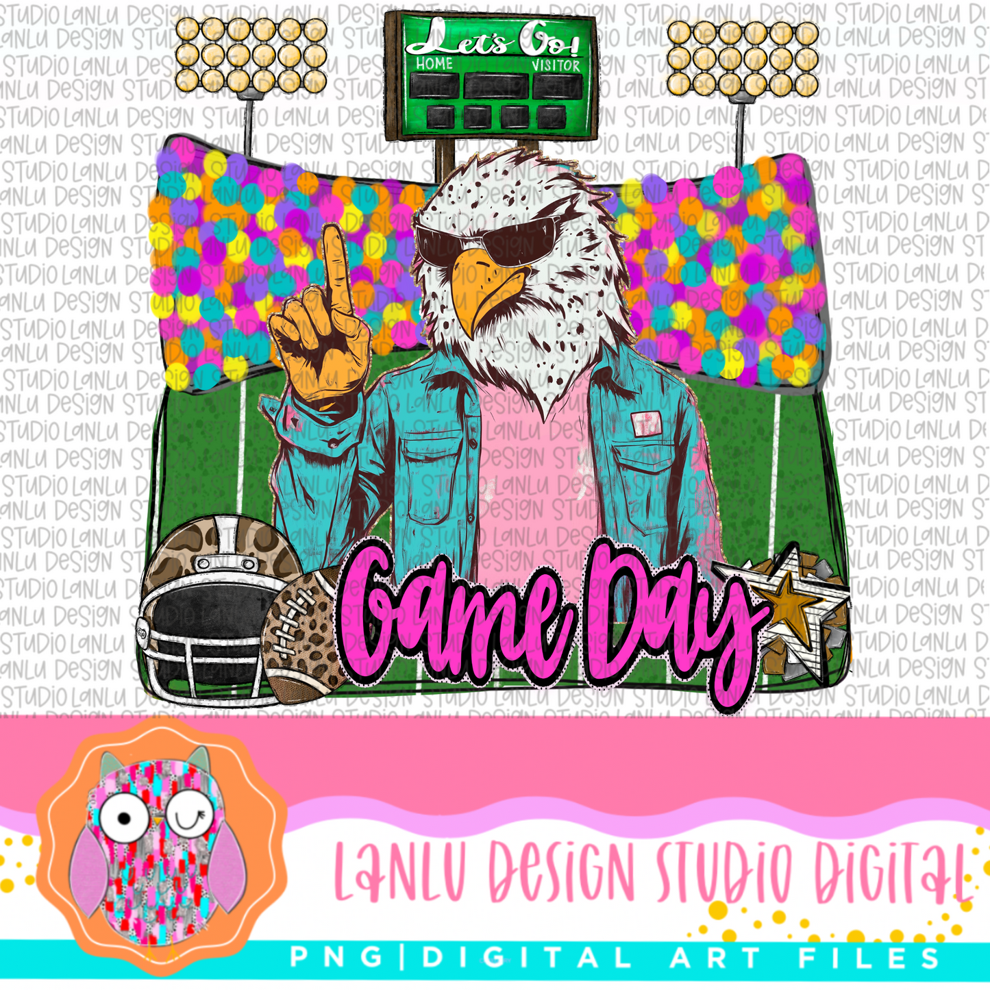 Game Day Preppy Touchdowns Stadium Mascot PNG