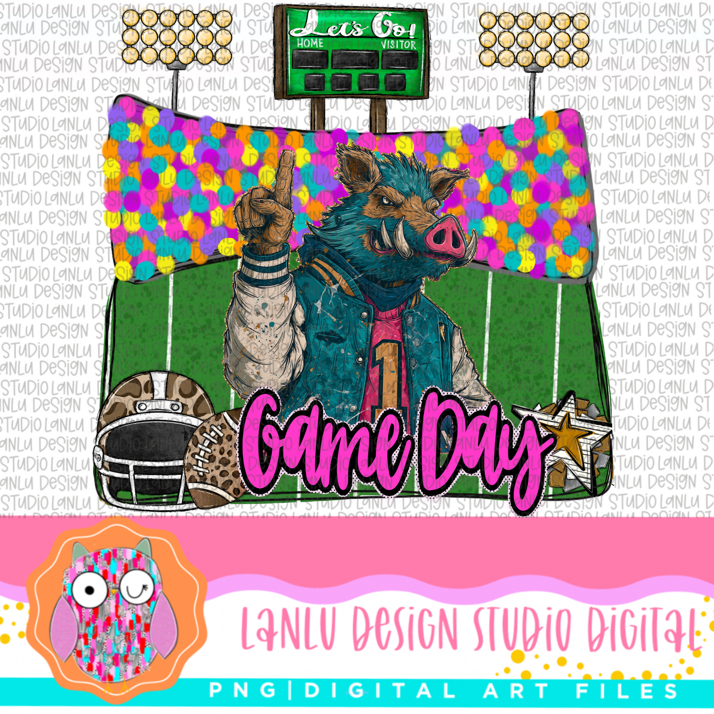 Game Day Preppy Touchdowns Stadium Mascot PNG