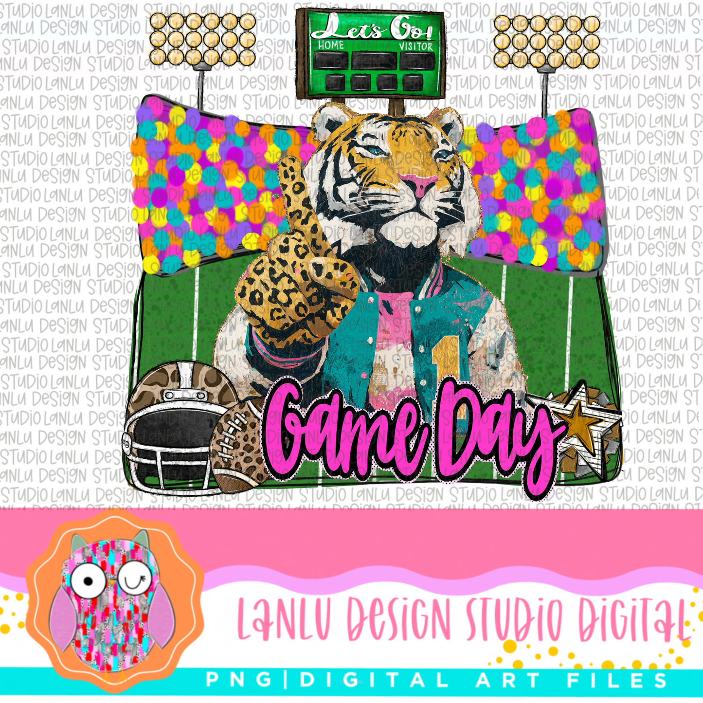 Game Day Preppy Touchdowns Stadium Mascot PNG