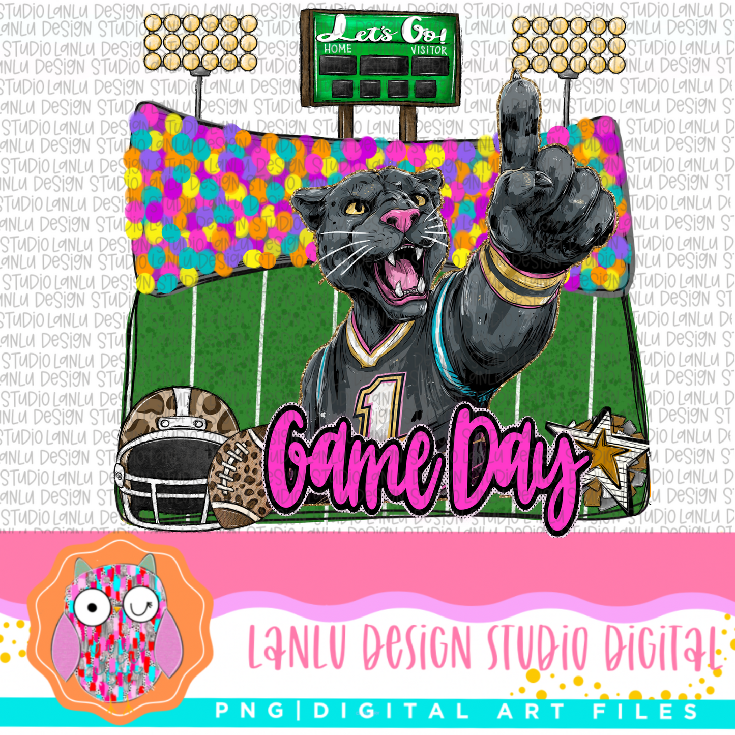 Game Day Preppy Touchdowns Stadium Mascot PNG