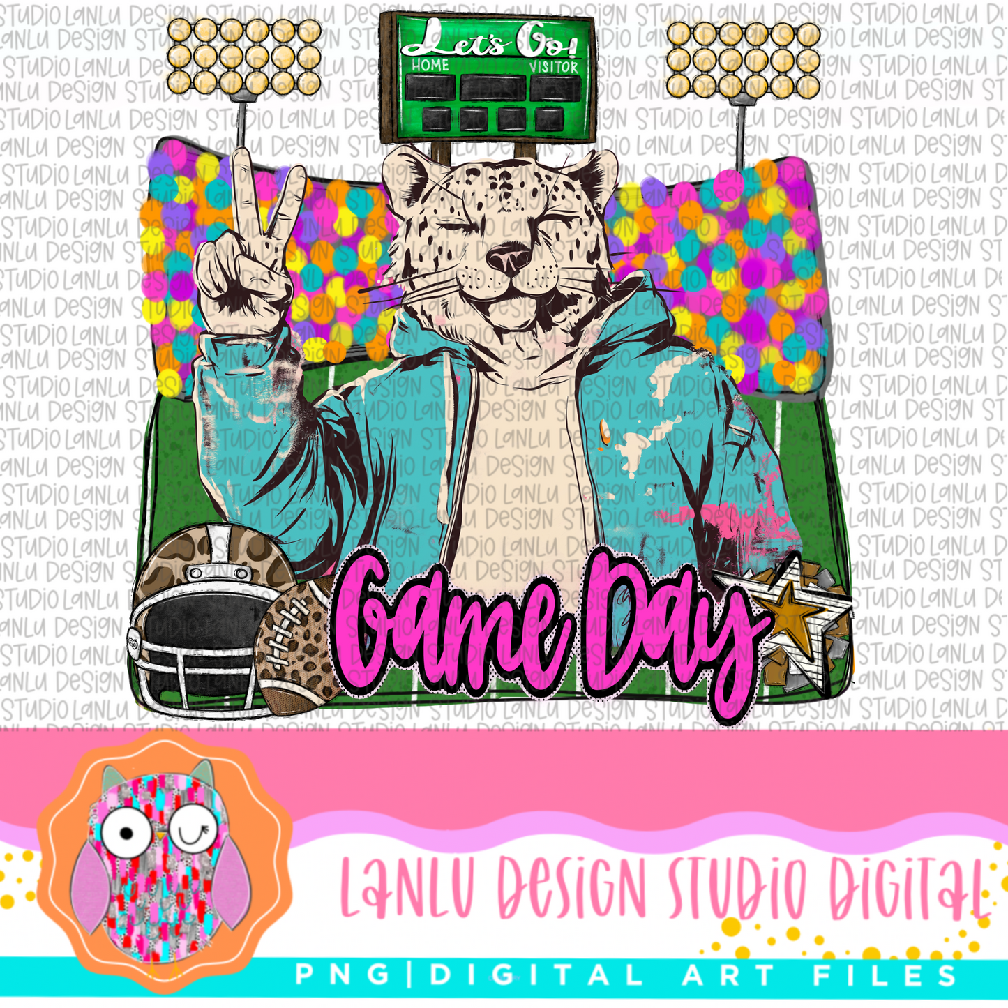 Game Day Preppy Touchdowns Stadium Mascot PNG