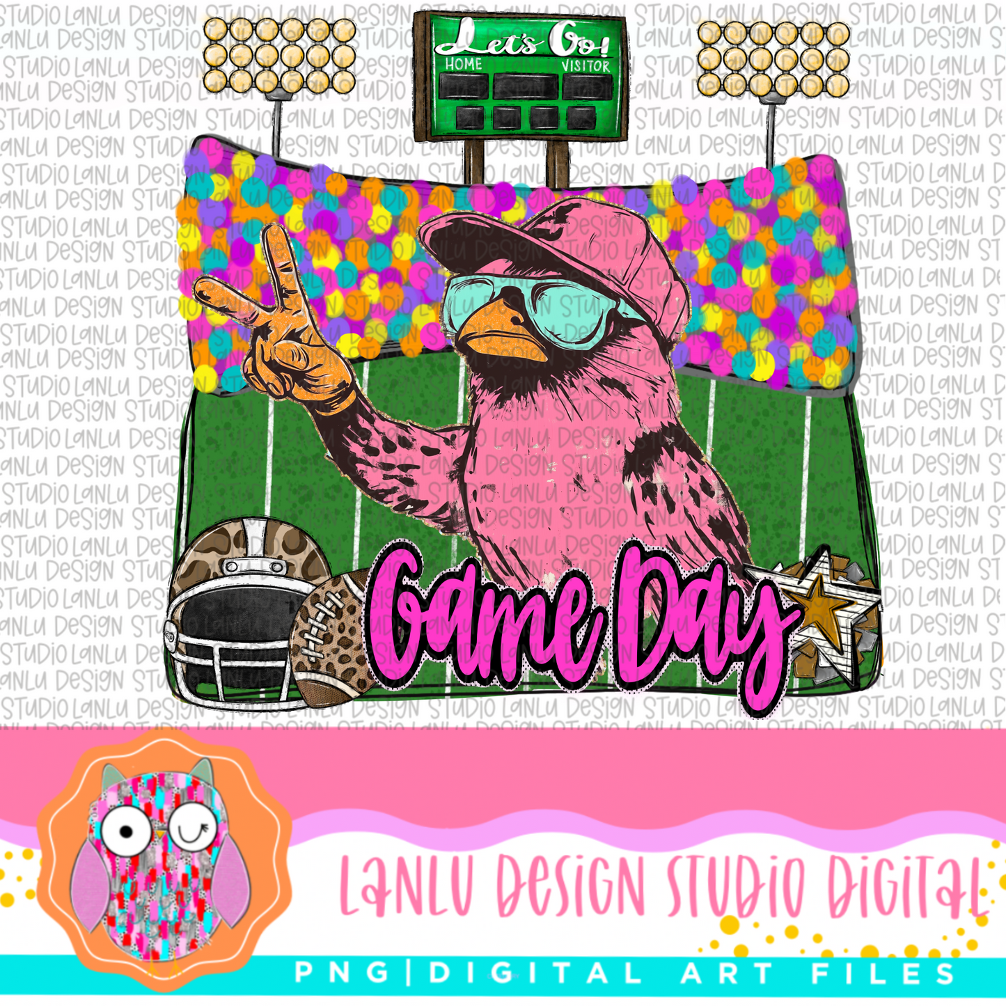 Game Day Preppy Touchdowns Stadium Mascot PNG