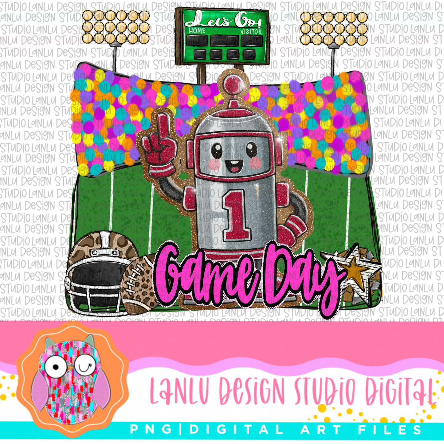 Game Day Preppy Touchdowns Stadium Mascot PNG
