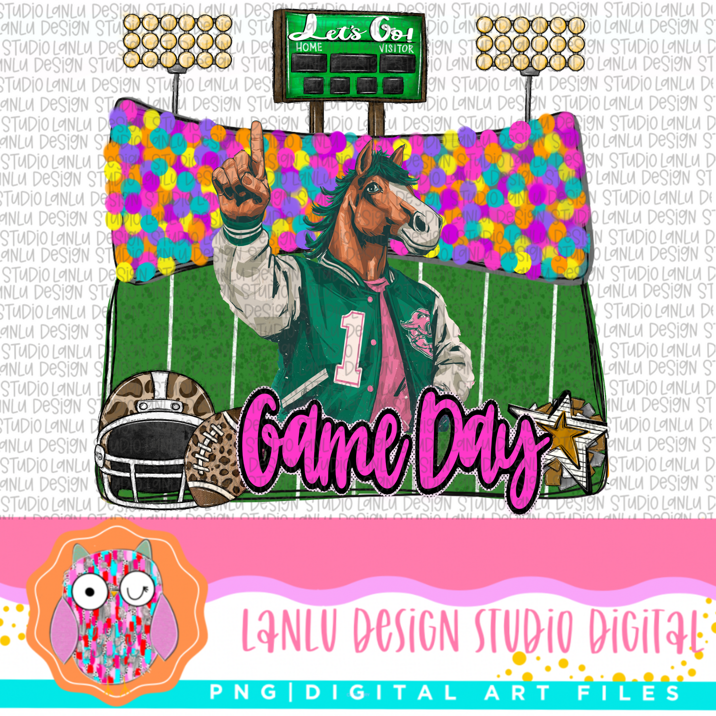 Game Day Preppy Touchdowns Stadium Mascot PNG