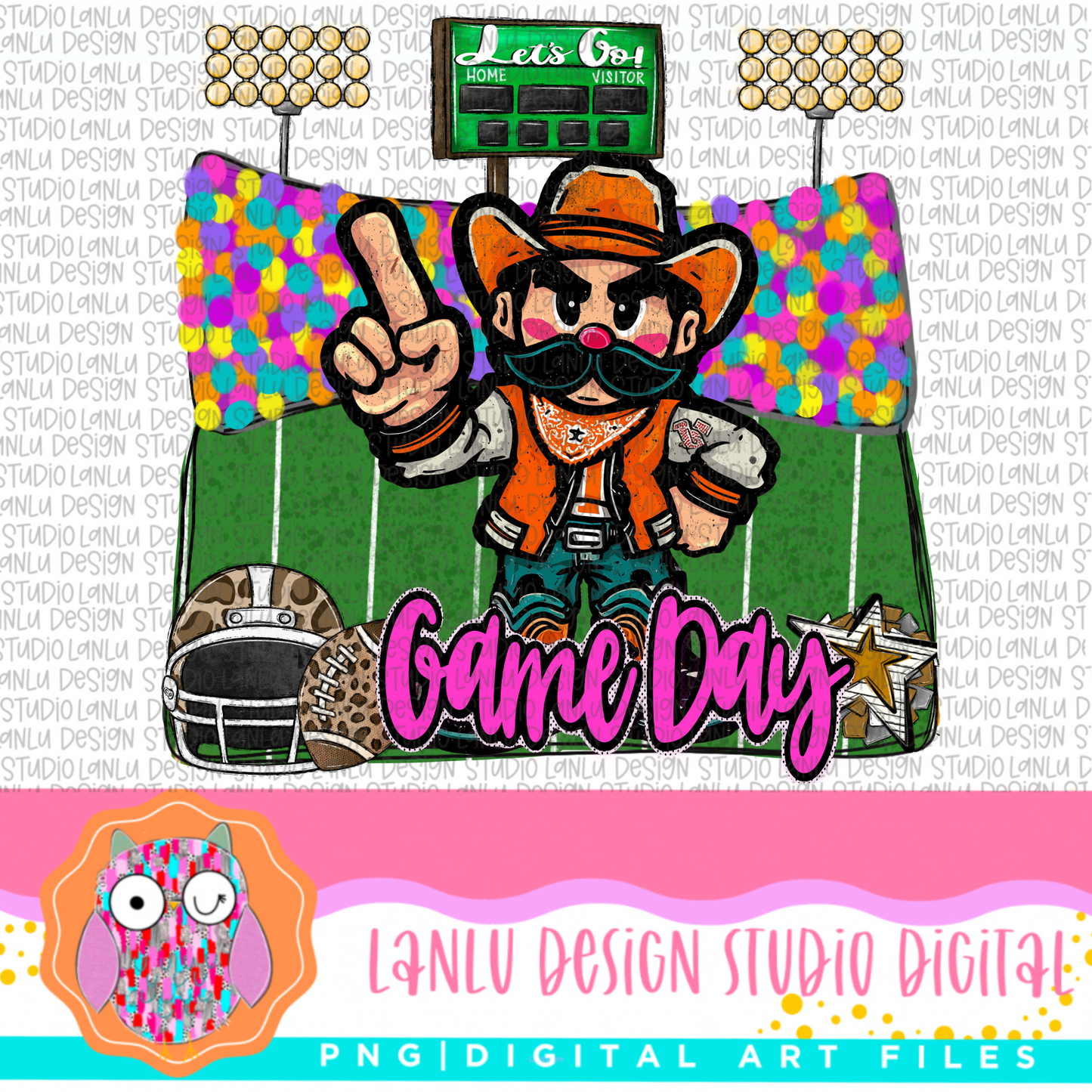 Game Day Preppy Touchdowns Stadium Mascot PNG