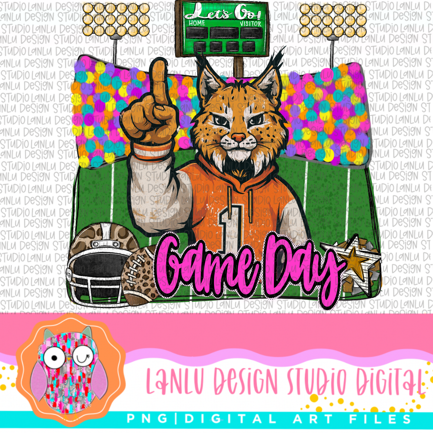 Game Day Preppy Touchdowns Stadium Mascot PNG