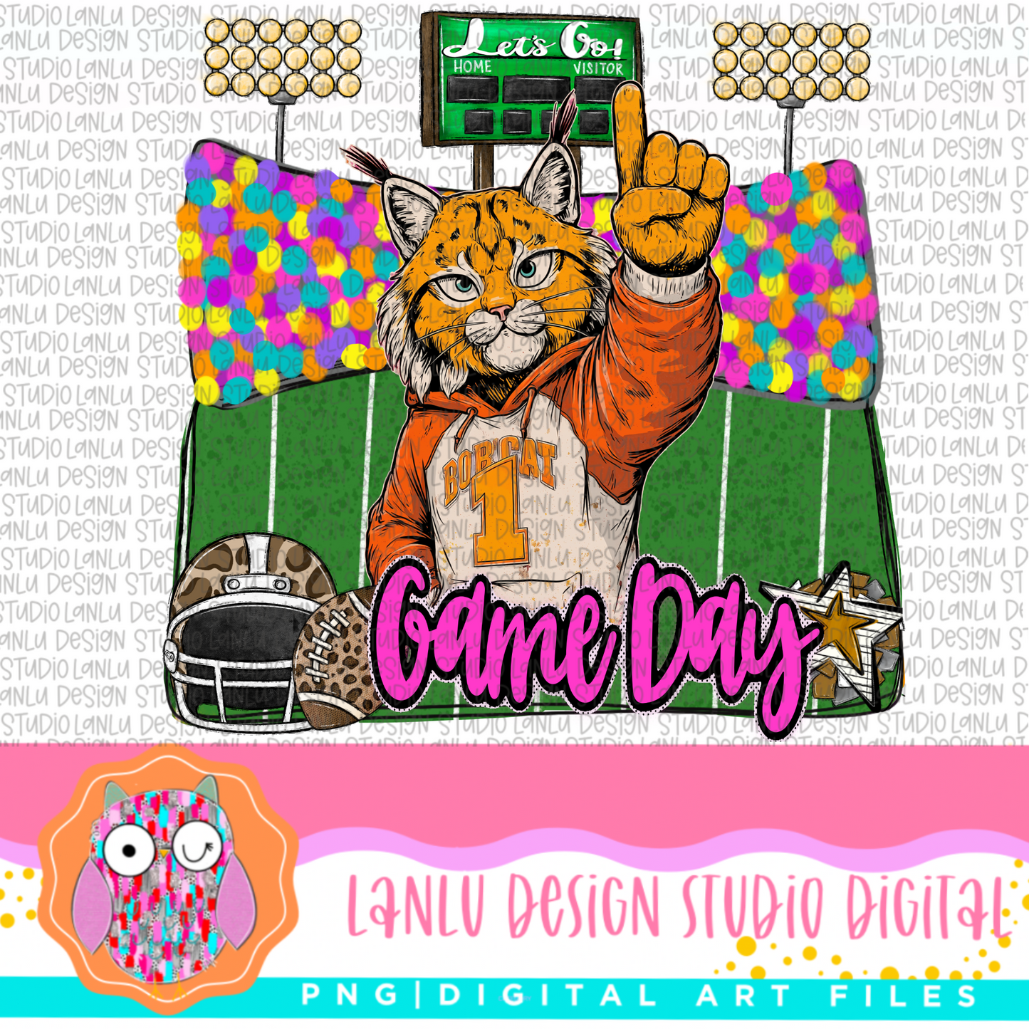 Game Day Preppy Touchdowns Stadium Mascot PNG