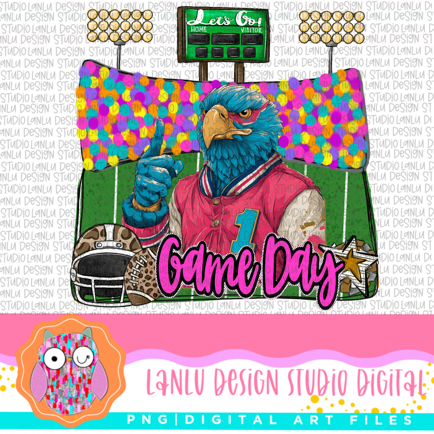 Game Day Preppy Touchdowns Stadium Mascot PNG
