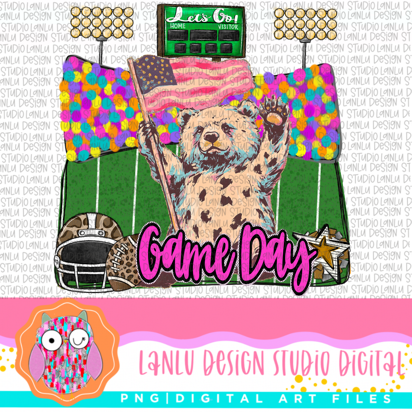 Game Day Preppy Touchdowns Stadium Mascot PNG