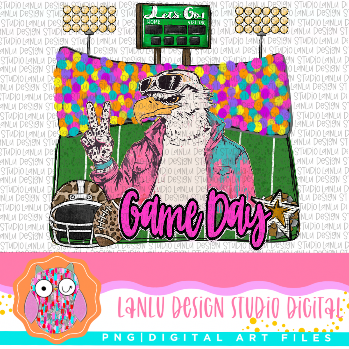 Game Day Preppy Touchdowns Stadium Mascot PNG