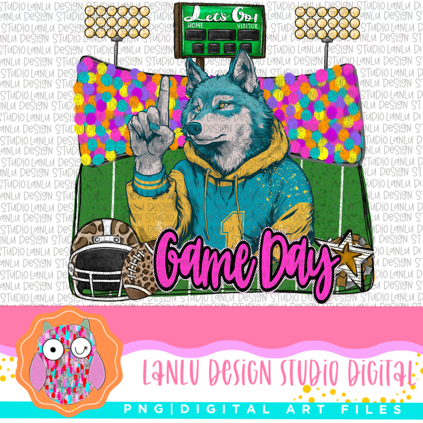 Game Day Preppy Touchdowns Stadium Mascot PNG
