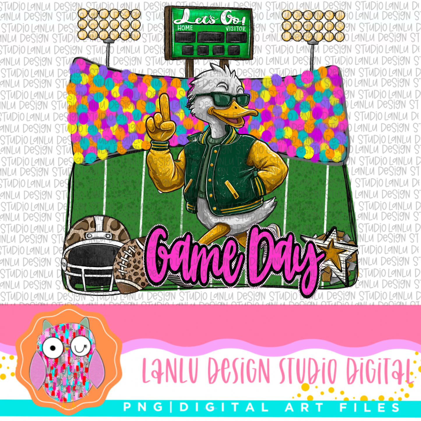 Game Day Preppy Touchdowns Stadium Mascot PNG