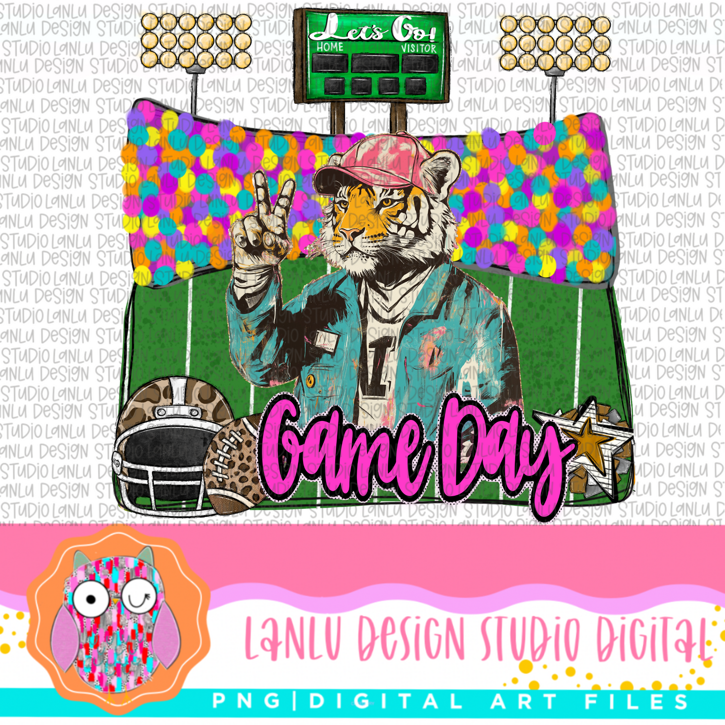 Game Day Preppy Touchdowns Stadium Mascot PNG